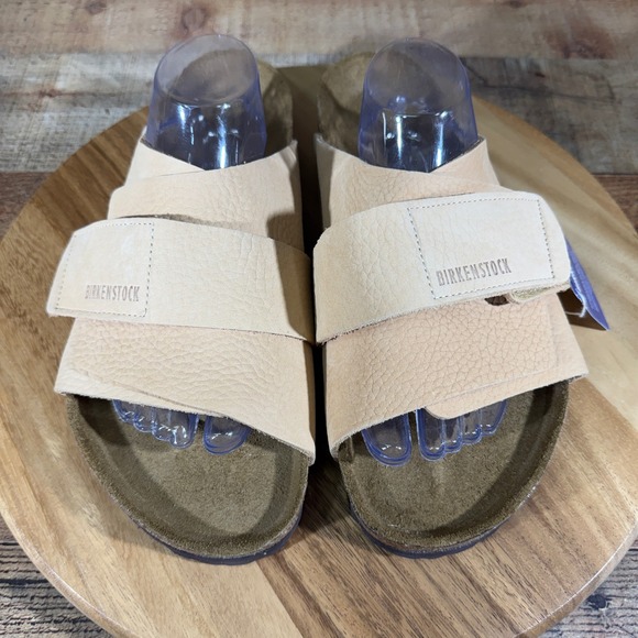 Birkenstock Kyoto Sandals Men EU45 US12 Tan Leather Slide Nubuck Hook Loop Strap main image 8